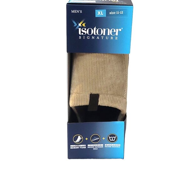Isotoner Signature Men's Memory Foam Indoor/Outdoor Slippers Pebble Sz XL 12 - Picture 1 of 8